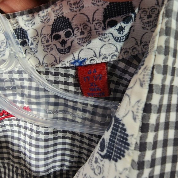 Robert Graham Men's Stars Checkered Button Up Long Sleeve Shirt Size XL Gray - Picture 7 of 11
